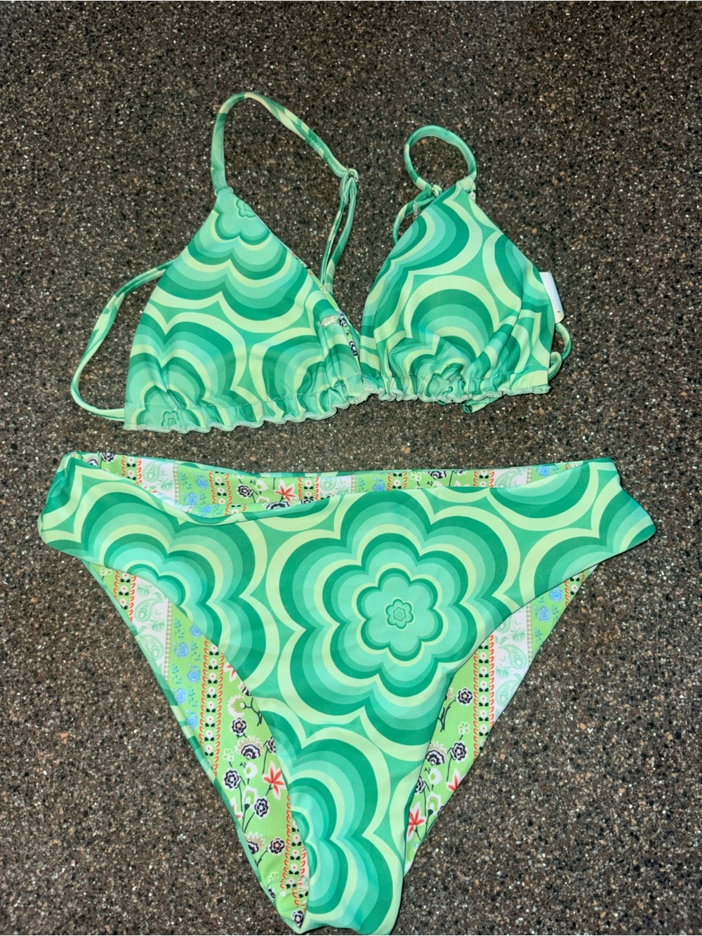 SHEIN reversible Retro Floral & Groovy Flower Print Bikini Set